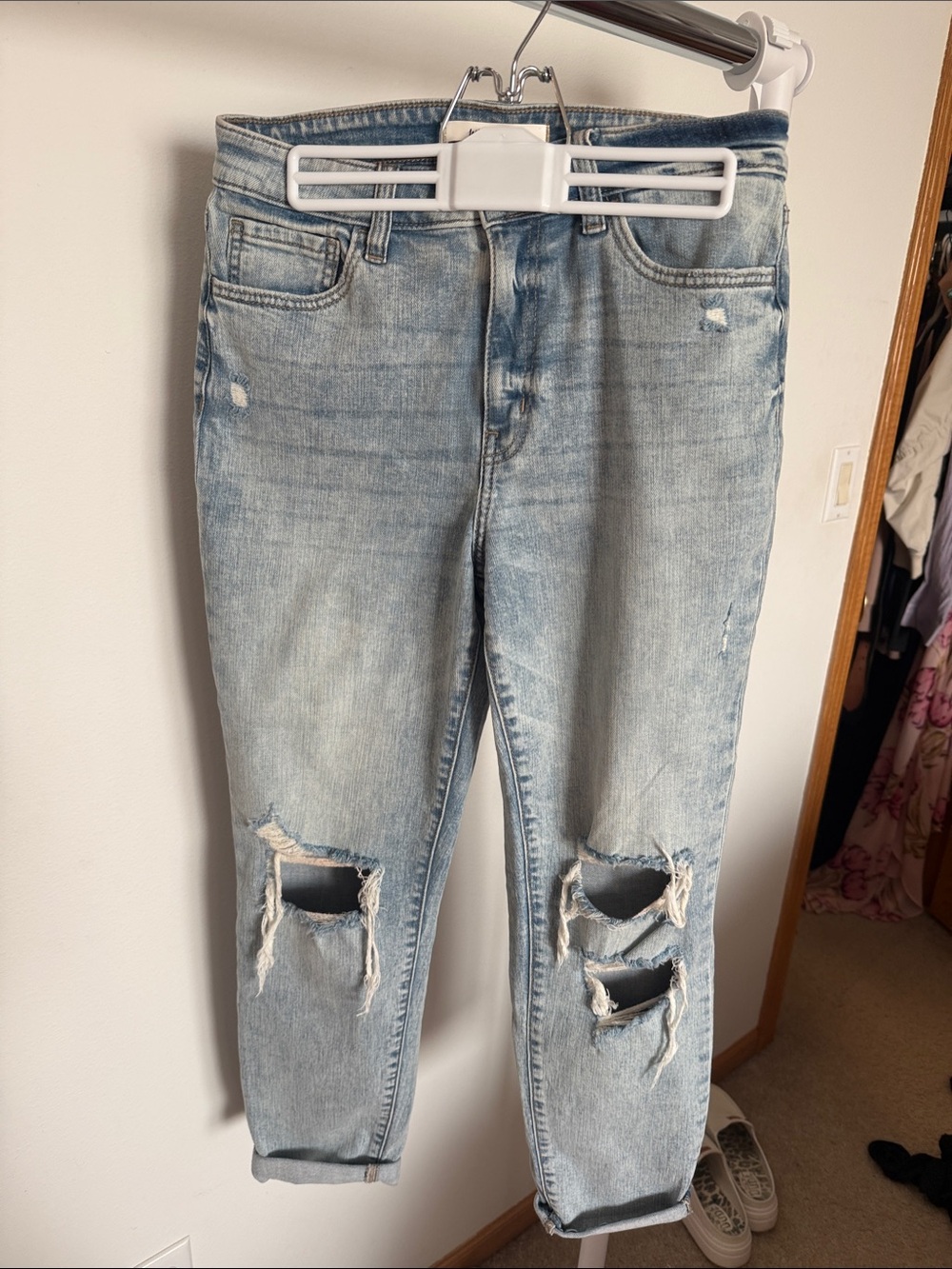 Light Wash Distressed Boyfriend Jeans
